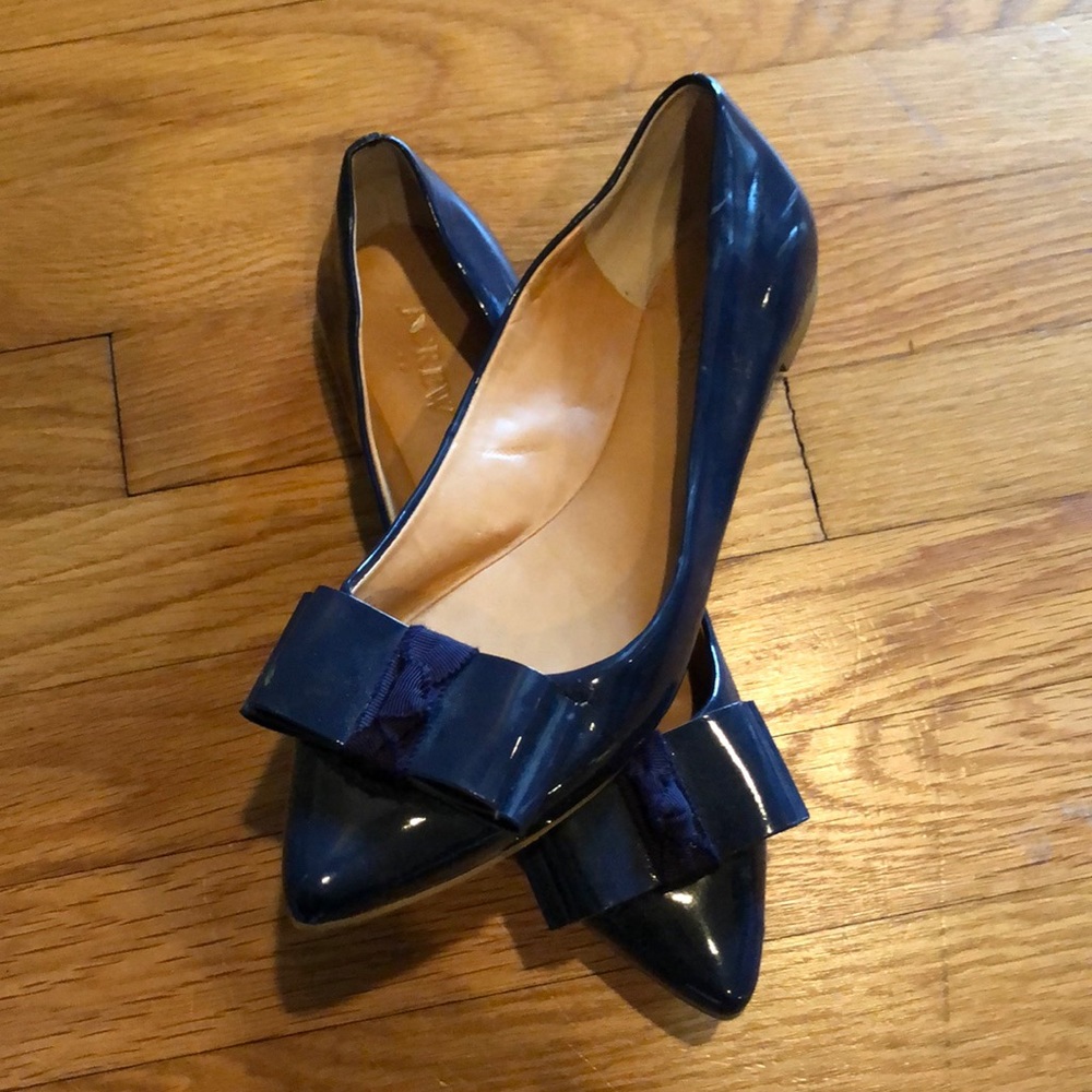J crew patent leather bow flats